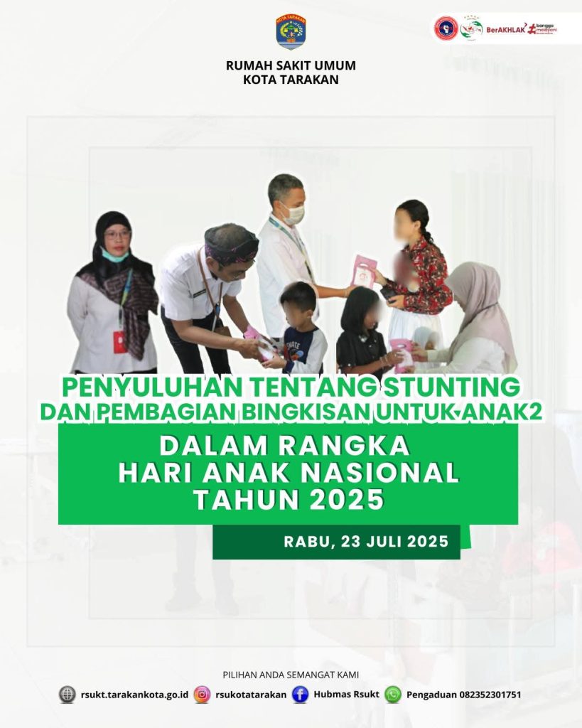 Dalam rangka Hari Anak Nasional 2025RSU Kota Tarakan mengadakan penyuluhan tentang stunting serta pembagian bingkisan untuk anak-anak